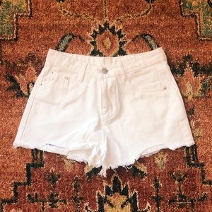 Distressed White Shorts